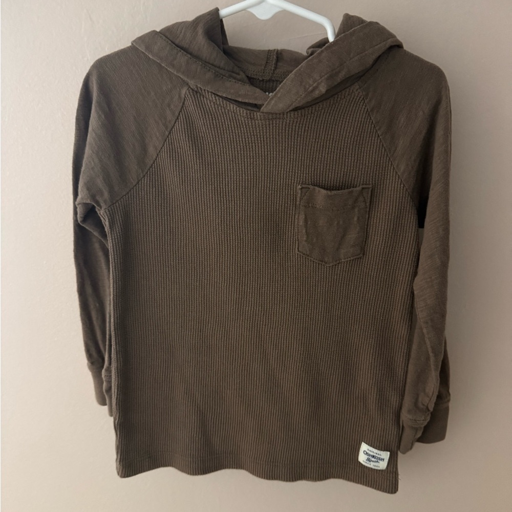 Oshkosh Brown Hooded Long Sleeve Shirt- Boys size 5